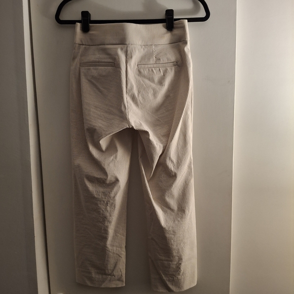Elle Cream Pinstripe Cropped Women's Pants - Picture 2 of 10